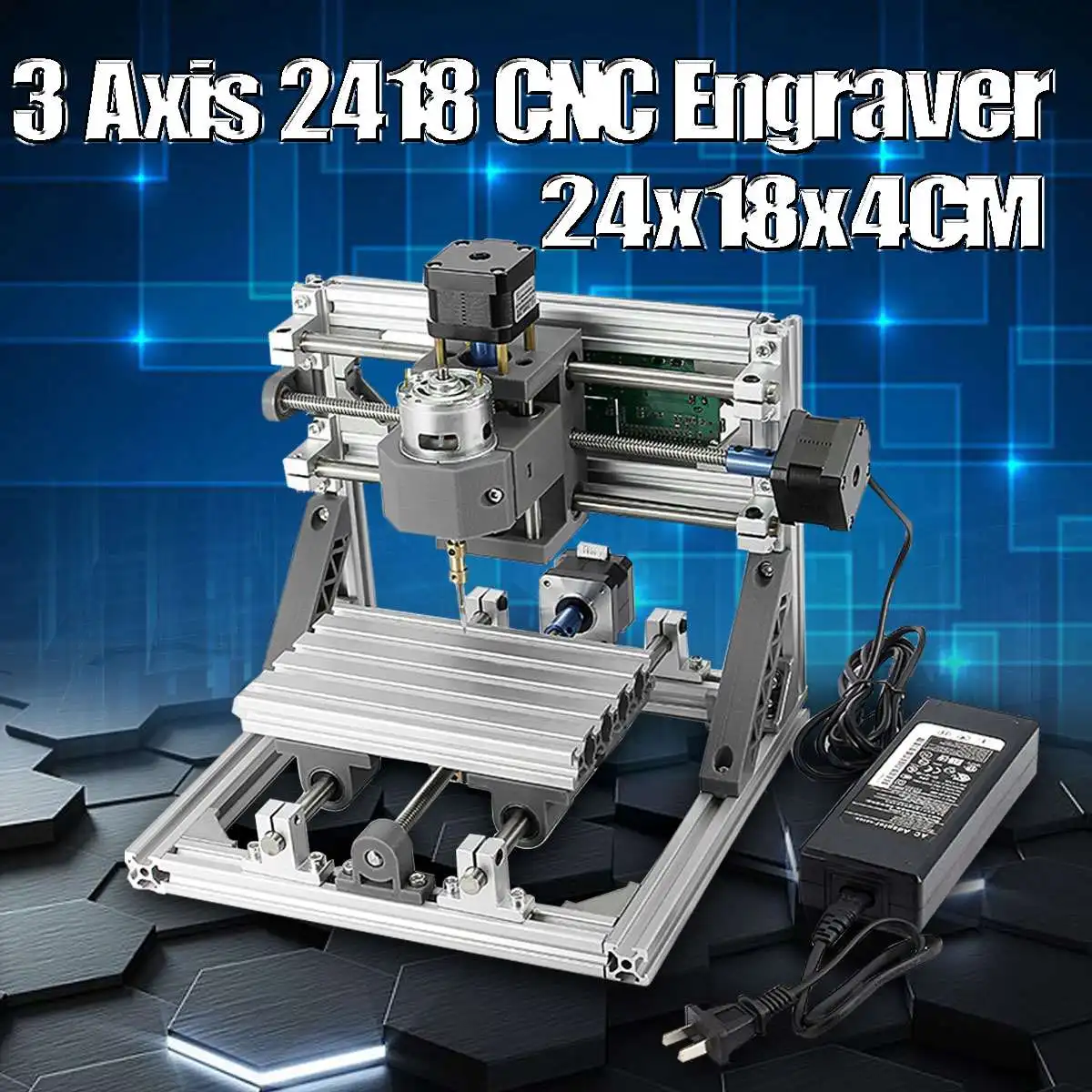 3 оси 2418 Мини DIY лазерная гравировка машина 24V деревообрабатывающий станок с ЧПУ фрезерный станок USB дерева PCB ПВХ резьба аппарат для лазерной порезки для принтера