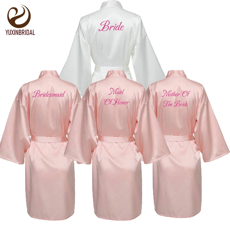 YUXINBRIDAL новинка 2019 года румяна атласный шелковый халат для невесты Свадебный