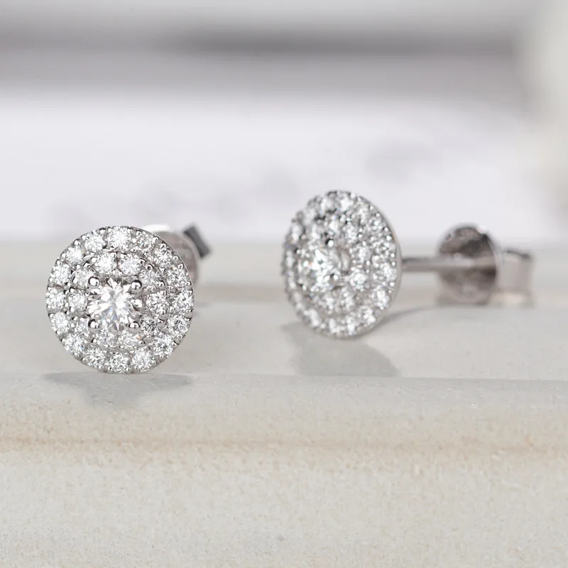 

Dazzling Men Women's Finish 1.12 CT Round Zircon Micro Pave Stud Earrings Classic Bridal Wedding Engagement Jewelry Gifts