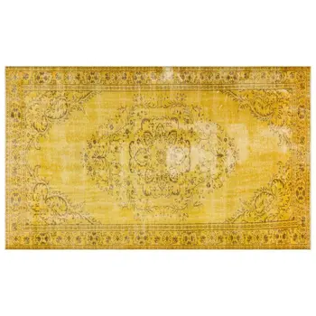 

Handmade Yellow Vintage Overdyed Turkish Area Rug 174x296 Cm-5'9''X9'9''