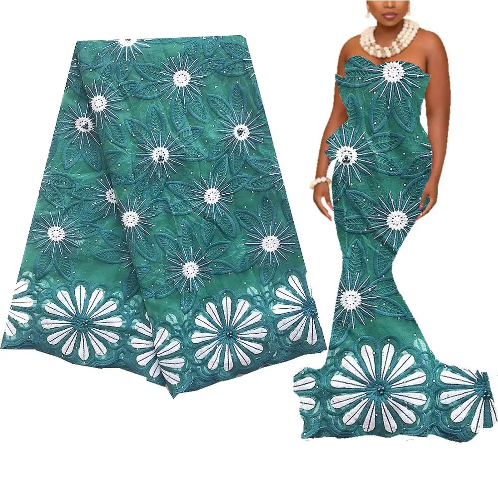 Зеленая кружевная ткань с вышивкой африканская Последняя французская 2020