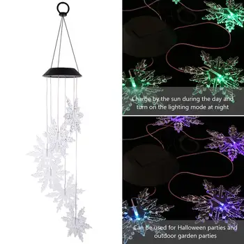 

1pc Christmas Snowflake Wind Chimes Hanging Decorations Solar Wind Bell Light Ornament Wind Bell Light Xmas Decoration Crafts