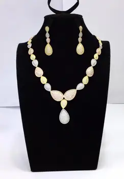 

Accking Luxury 2pcs Jewelry Sets water drop For Women Cubic Zircon wedding EARRING AND NECKLACE Bridal Jewelry Sets AFRICAN