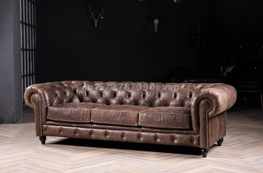 Post Avondeten weekend Klassieke Chesterfield Lederen Sofa Met Vintage Italiaanse Leer Voor  Woonkamer Banken|Woonkamerbanken| - AliExpress