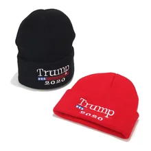 Красная Шапка-бини «Дональд Трамп» Skullies, новая шапка с большой вышивкой американского флага MAGA, зимняя хлопковая шапка