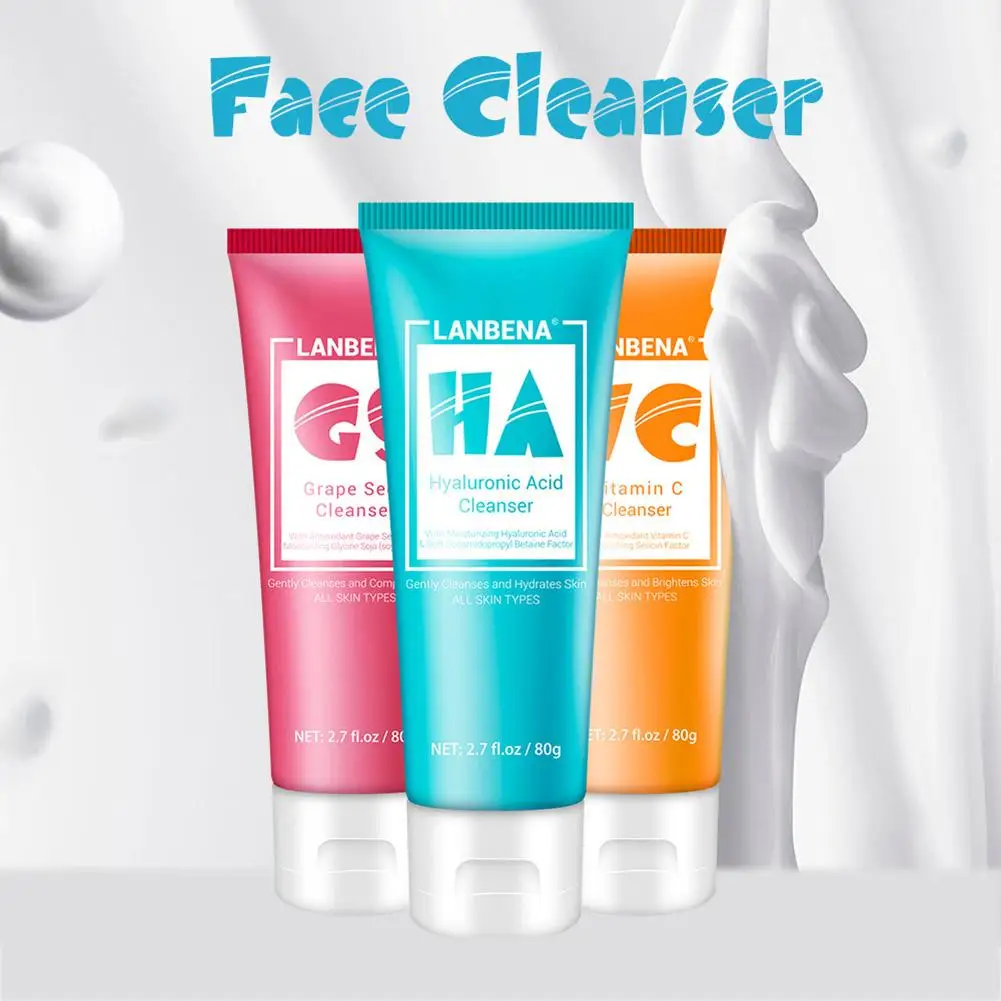 

80ml Grape Seed VC Hyaluronic Acid Cleansing Moisturizing Cleanser Nourishing Cleansing Foam Moisturizing Cleanser