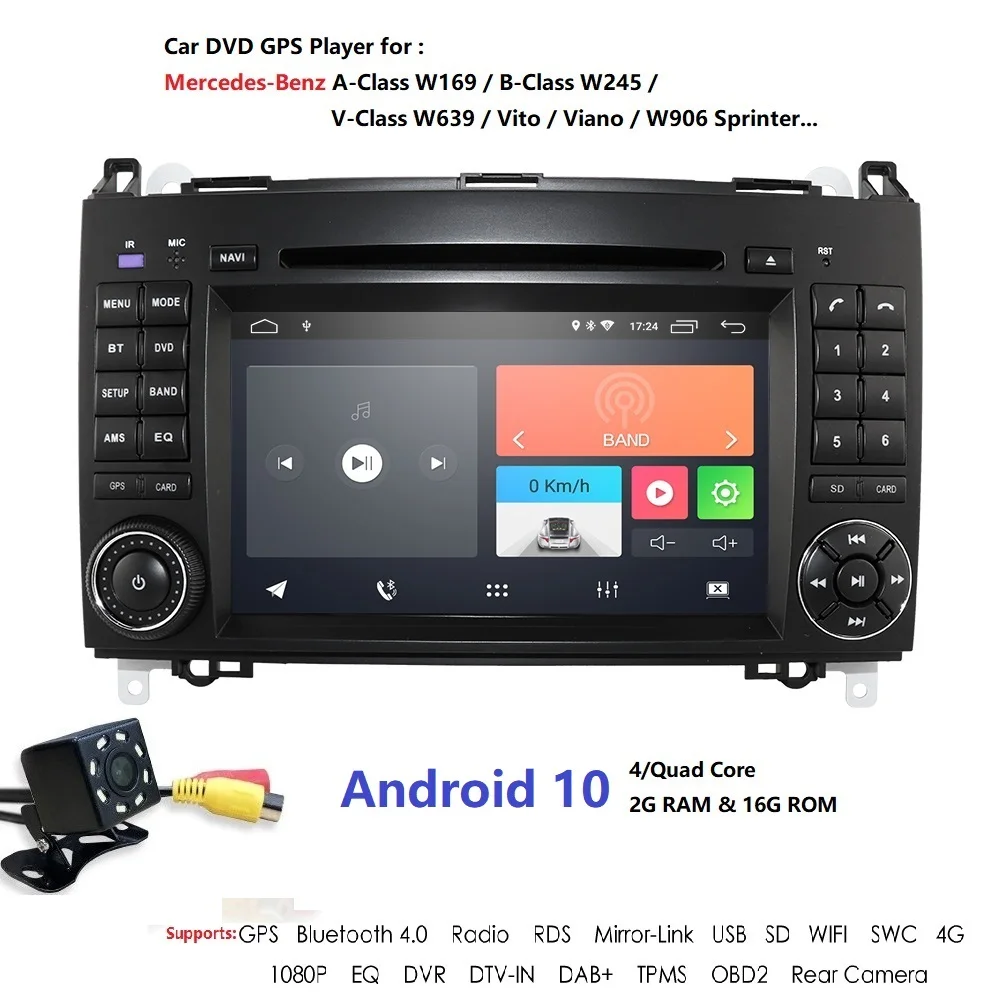 Android 10 2 Din Auto Radio Car DVD Multimedia for Mercedes Benz B200 A B Class W169 W245 Viano Vito W639 Sprinter W906 WIFI GPS |