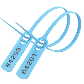 

400mm Plastic Security Seals Metal Insert Tank Seals Tamper Proof Numbering Container Zip Ties 100pcs Blue