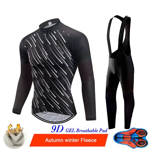 Bib Cycling Set Uhtxhu зимняя велосипедная одежда велосипедные наборы для мужчин термальная флисовая велосипедная форма Джерси Набор шоссейные велосипедные майки костюм для езды на горном велосипеде - Цвет: Bib Cycling Set