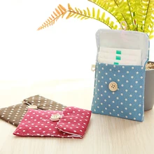 Гигиеническая салфетка для девочек складной холст гигиенические прокладки пакет сумки, кошелек горошек хлопок органайзер бумажник для кредитных карт чехол