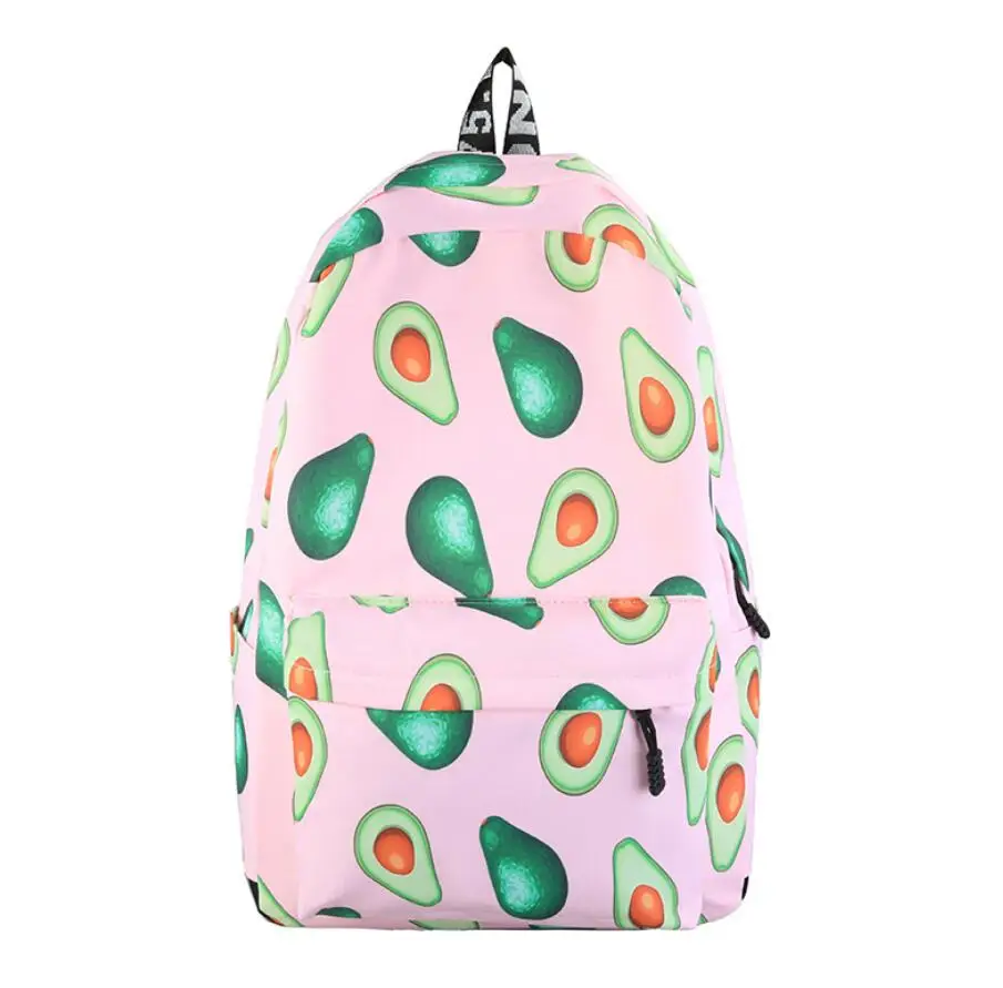 Mochila de lona estilo Preppy para adolescentes, morral de viaje con aguacate, bolso de hombro de colegio, mochilas para estudiantes