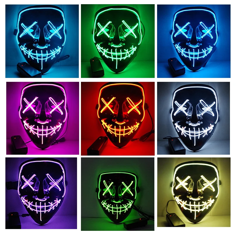 Halloween Horror Purge Costume Mask Glowing Led Cosplay Horror Mask