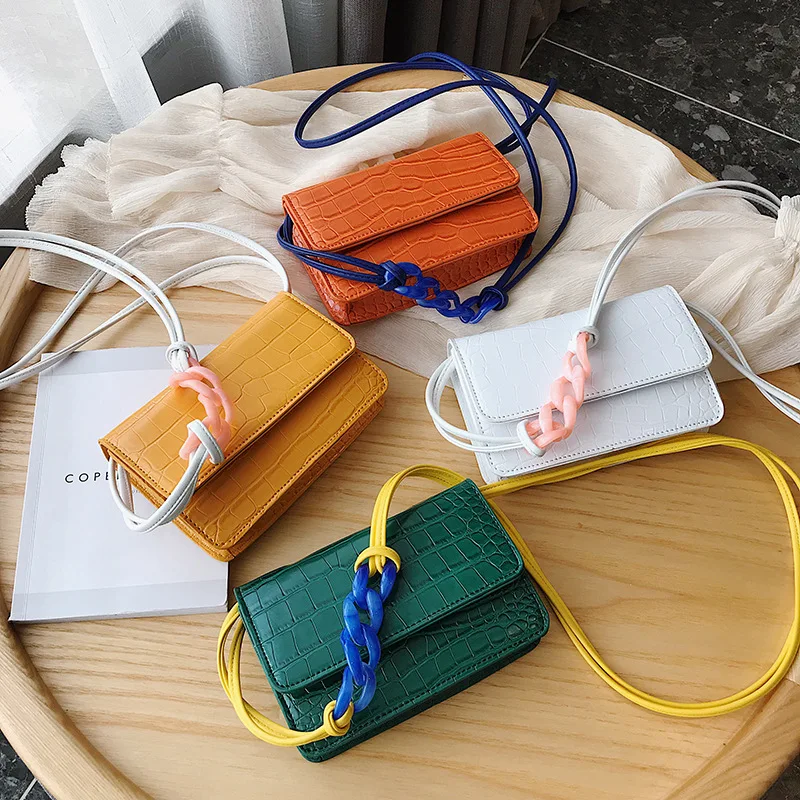 

Women's New Korean INS Simple Stone Square Bag with One Shoulder and Oblique Span