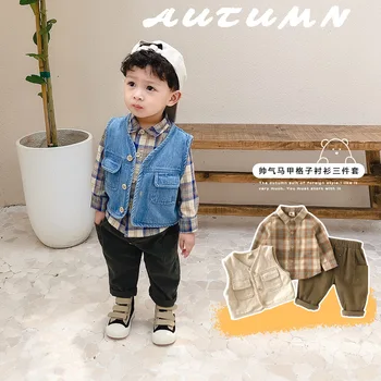

Kids Clothes Boys Christmas Autumn Warm Vest + Sweatshirt + Pants 3Pcs Infant Kids Children Sports Suit Toddler Clothes