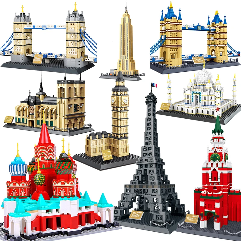 

Wange Architecture Blocks Taj Mahal London Big Ben Eiffel Tower Building Kit Bricks Creator Capital City Castle Sets