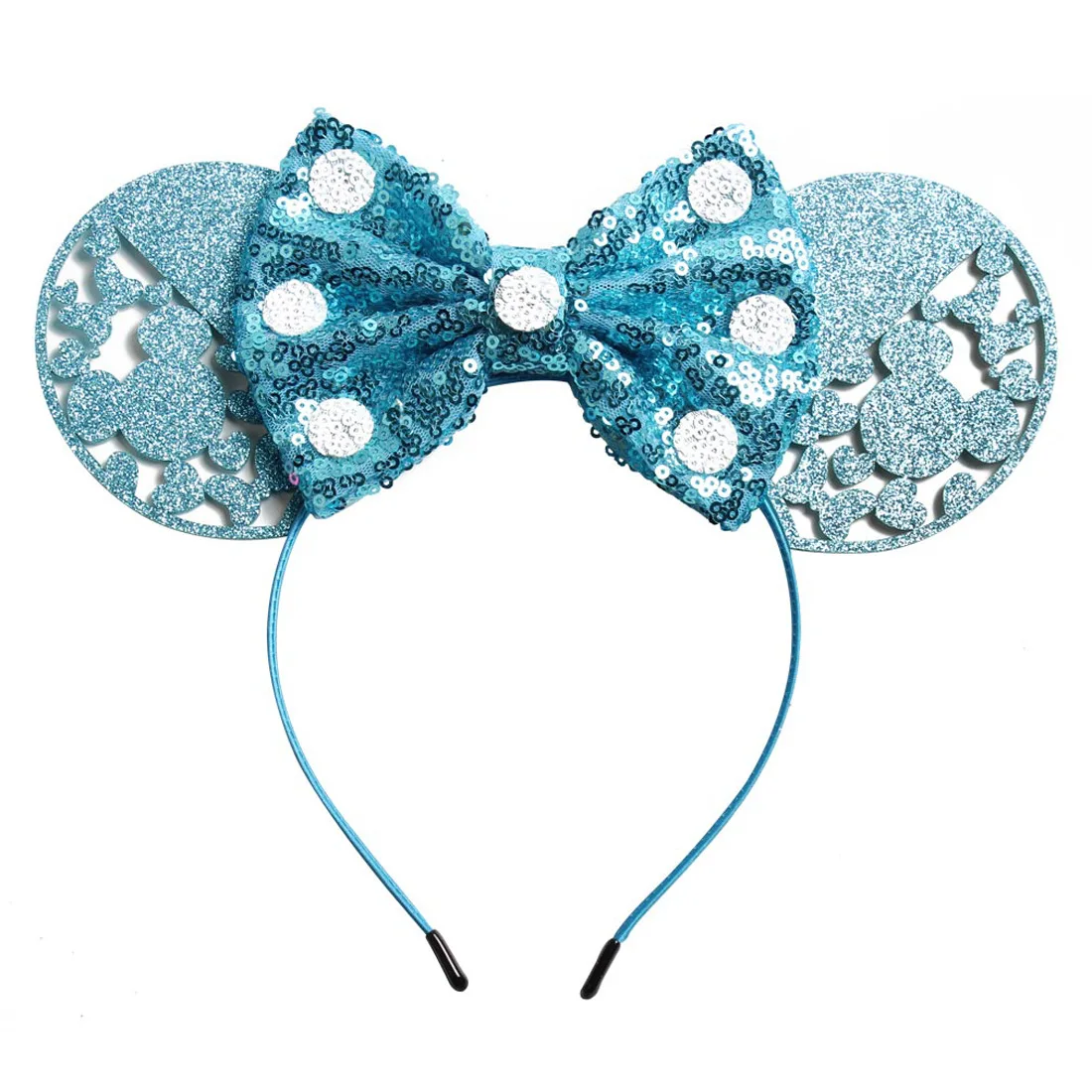 Disney Girls Bows Minnie Mickey Headband Ears Play Game Women Party Ears Sequin Hair-Bands Princess Head Hoop Plush Toy Kid Gift