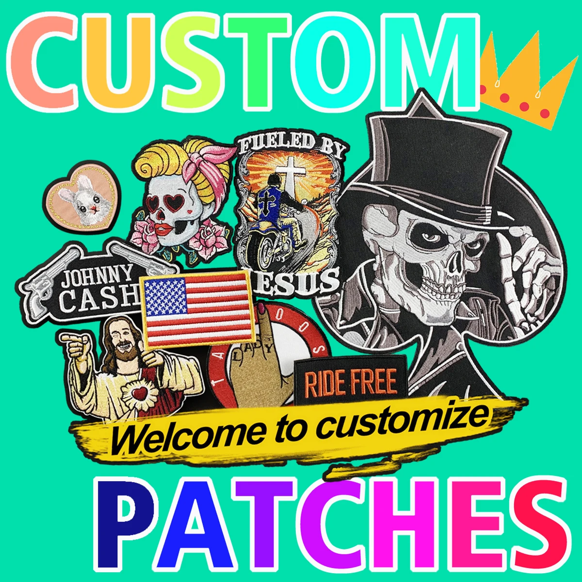 Custom your own logo embroidery patches Personalized clothes military PVC applique sew on iron on embroidered patch for clothing
