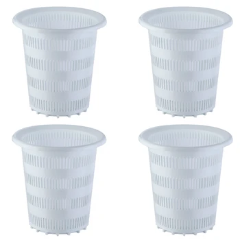 

4Pcs 16 X 15 X 15cm Height Mesh Pot Net Cup Planting Basket Hydroponic Plant Grow Garden Garden Tools - White Black