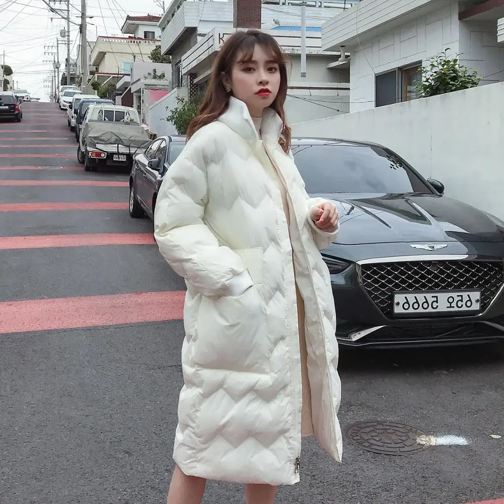 Privathinker, корейские женские длинные парки, одноцветные женские куртки,, Harajuku, теплая плотная парка, пальто, женская одежда - Цвет: White(AsianSize)