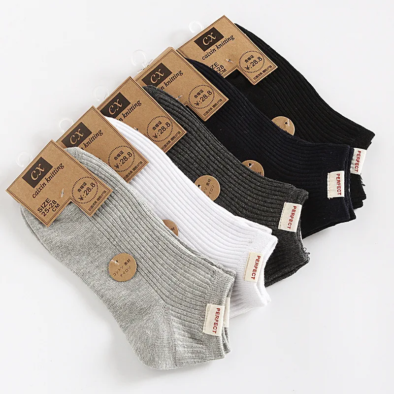 5 Paris/Lot Men Cotton Short Socks New Spring Breathable Elastic Socks for Male Solid Color Stretchy Casual Short Sock