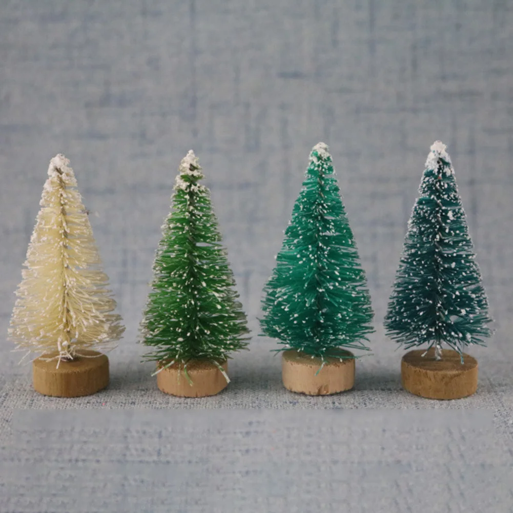 12Pcs Mini Christmas Tree Realistic Fake Snowy Pine Xmas Party Holiday Ornament Christmas Decoration