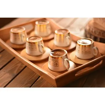 

Ottoman Golden Pattern 12 Piece Bamboo Turkish Coffee Cup Set Ottoman Traditional Coffee Cup Set турецкая кофейная чашка