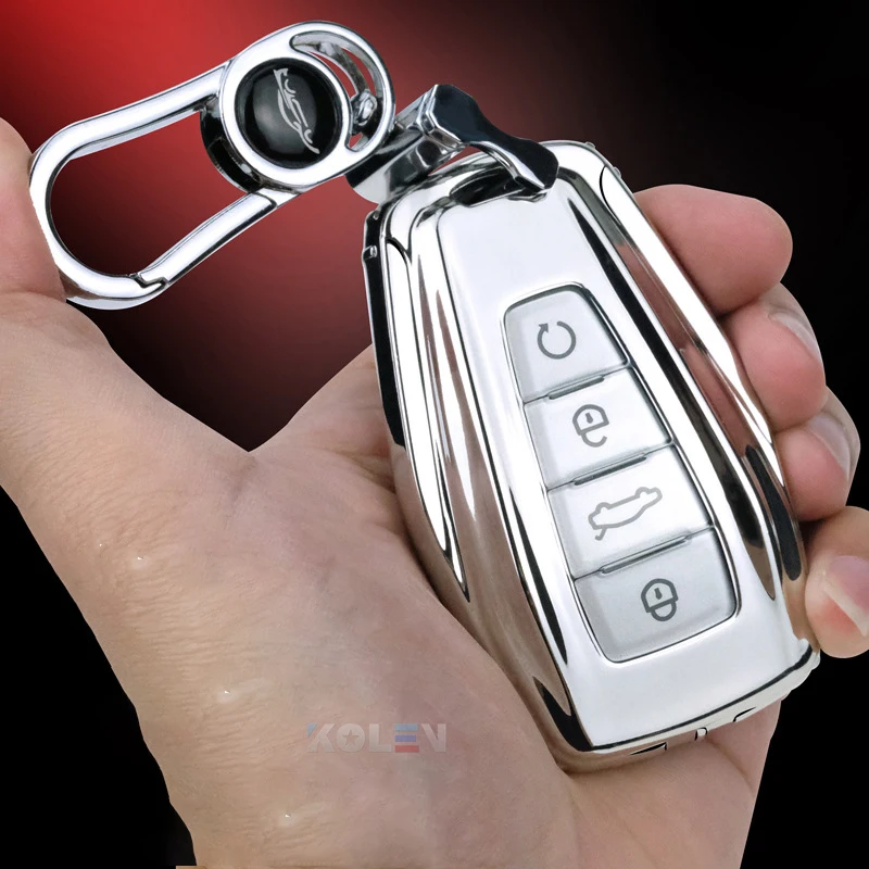 Soft TPU Car Remote Key Case Cover Holder Shell Geely Coolray 2019-2020 4 pulsanti accessori per lo Styling dell'auto portachiavi con fibbia Fob - H794154b38ad14351bf08b317a97a5650U