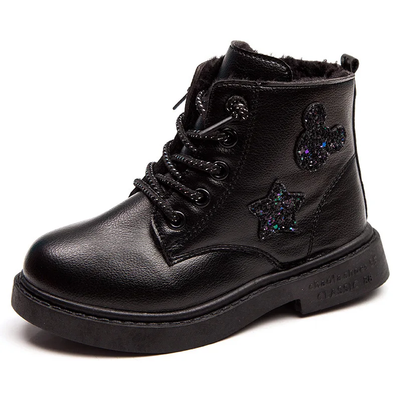 

Fashion Sequin Princess Boots Little Girl Waterproof Patent Leather Boots Big Kids Martin Children'S Shoes 3 4 5 6 -12 Year
