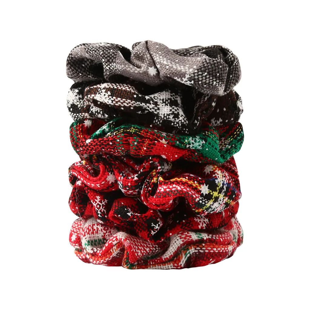 24 шт, рождественские Scrunchies со снежинками и вечерние эластичные женские обручи или девочки, Женская прическа, крепление для волос аксессуары, лента для волос