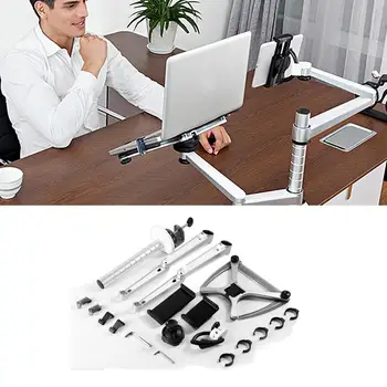 

Dual Arms Laptop Combination Bracket For Laptop Computer Monitors Aluminum Alloy Combination Desk Holder