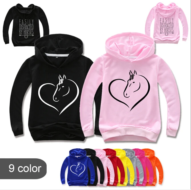 Hooded Sweatshirt Children Hoodie Children Sweater Cotton Hoodie Children Sweatshirt Toddler Sweatshirt Children Top Pullover Hoodie 2-14Y Fashion Printed Horse Hoodie Boy Long Sleeve Shirt Cildren Sweatshirts Girls Hoodies Children Coat Kids Clothes Streetwear