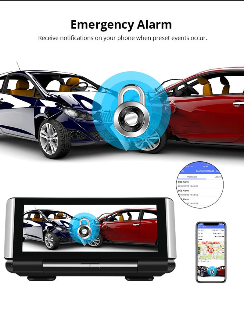 Видеорегистратор Bluavido 7 дюймов 4G FHD 1080P android DVR GPS навигация ADAS Автомобильная камера
