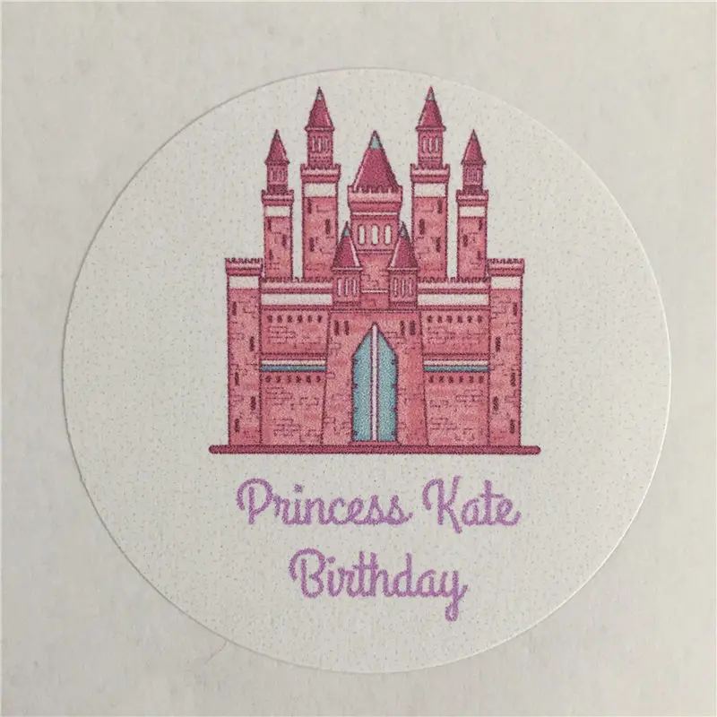 

100 Pieces Custom Birthday Sticker Personalized Princess Gift Adheive Seals Decoration Round Labels