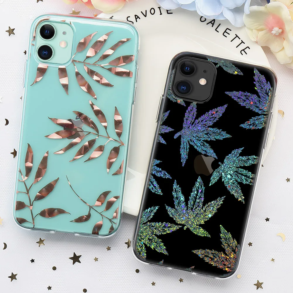 Glitter Leaf Silicon Case For iPhone 7 Plus 8 X Xr Xs Max SE 2020 2 Bling Shockproof Soft Phone Back Cover For iPhone 11 Pro Max Glitter Leaf Silicon Case For iPhone 7 Plus 8 X Xr Xs Max SE 2020 2 Bling Shockproof Soft Phone Back Cover For iPhone 11 Pro Max