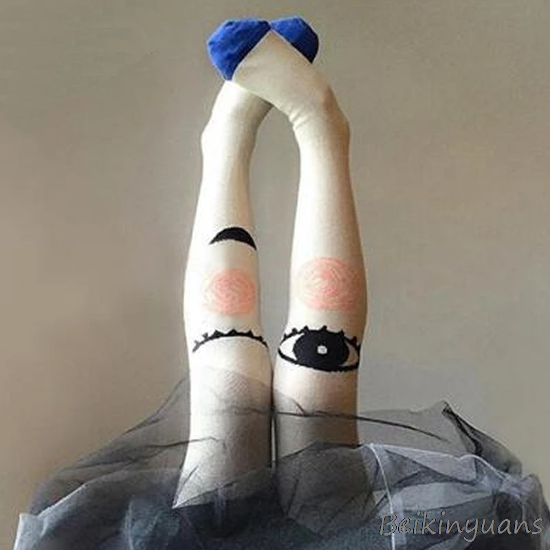 Big eyes Весенне-осенние детские колготки для танцев с рисунком Больших Глаз, милые красивые детские хлопковые колготки, носки принцессы - Цвет: Big eyes
