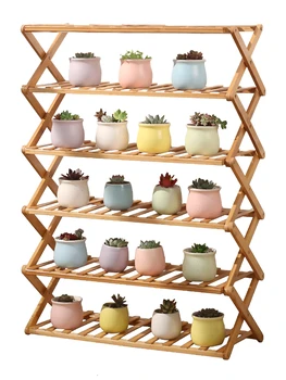 

Rack Balcony Indoor Simplicity Multi-storey Small-scale Bamboo Flowerpot Shelves Exemption Install Bay Window Solid Wood Shelf