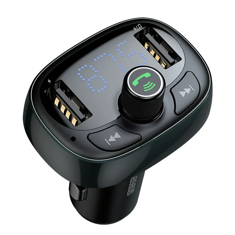 Baseus автомобильное зарядное устройство USB 2 порта fm-передатчик Bluetooth автомобильный комплект аудио mp3-плеер для iPhone samsung Note 10 зарядка мобильного телефона - Тип штекера: Twilight