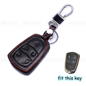 

5 Button Leather Car Key Cover Remote Fob Smart Case Holder for Cadillac SRX STS CTS ATS XTS