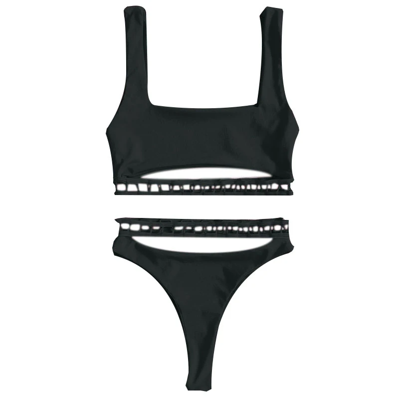 

Black Ribbon Bikini Openwork Bikini Split Swimsuit Split Swimsuit Beachwear
