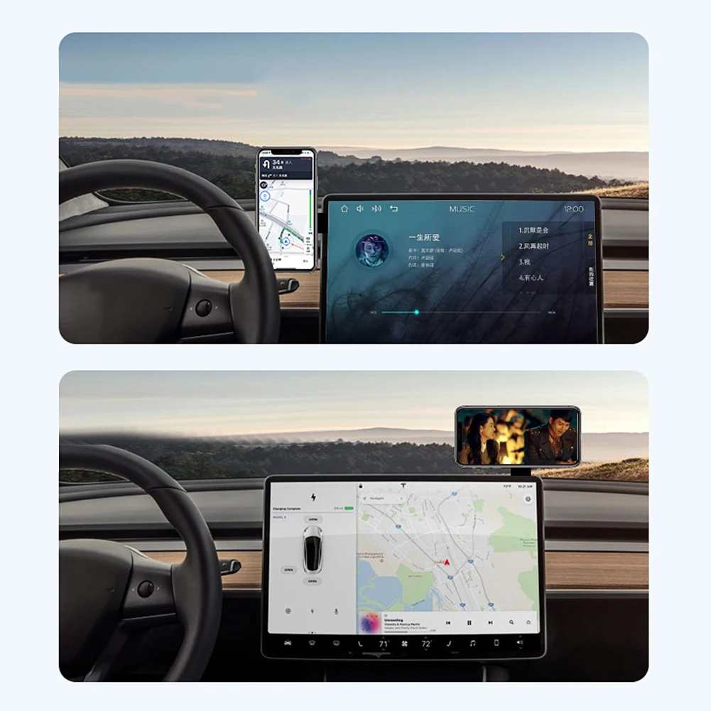 Car Phone Holder Stability Magnetic Touch Screen Side Phone Mount Adjustable Monitor Expansion Bracket for Tesla Model 3 Y X S