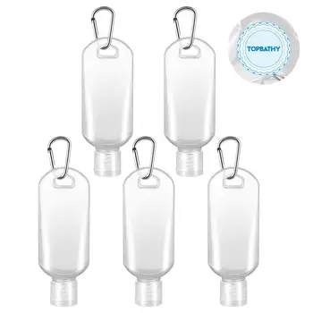 

5pcs 50ml Empty Refillable Bottles With Hook Hand Sanitizer Containers Travel Alcohol Bottles (Hook, Random Color& Pattern)