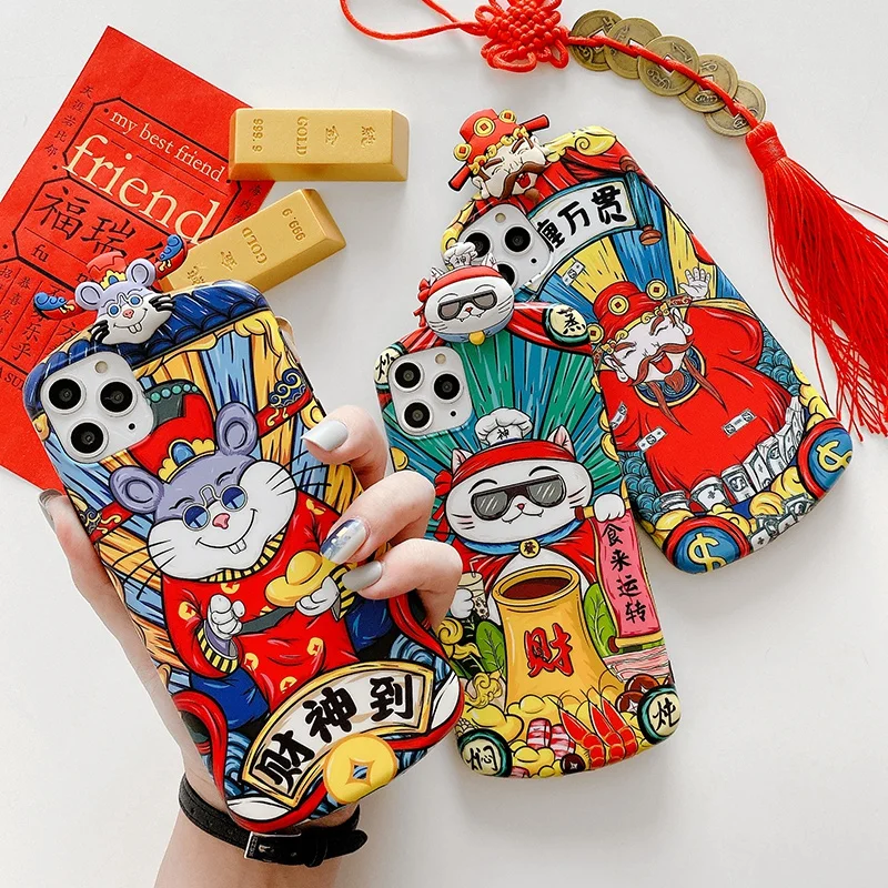 Chinese Style New Year Mobile Phone Case For iPhone 11 Pro X XR XS MAX 7 8 Plus Back Cover Mouse Doll Silicone Soft Fundas |