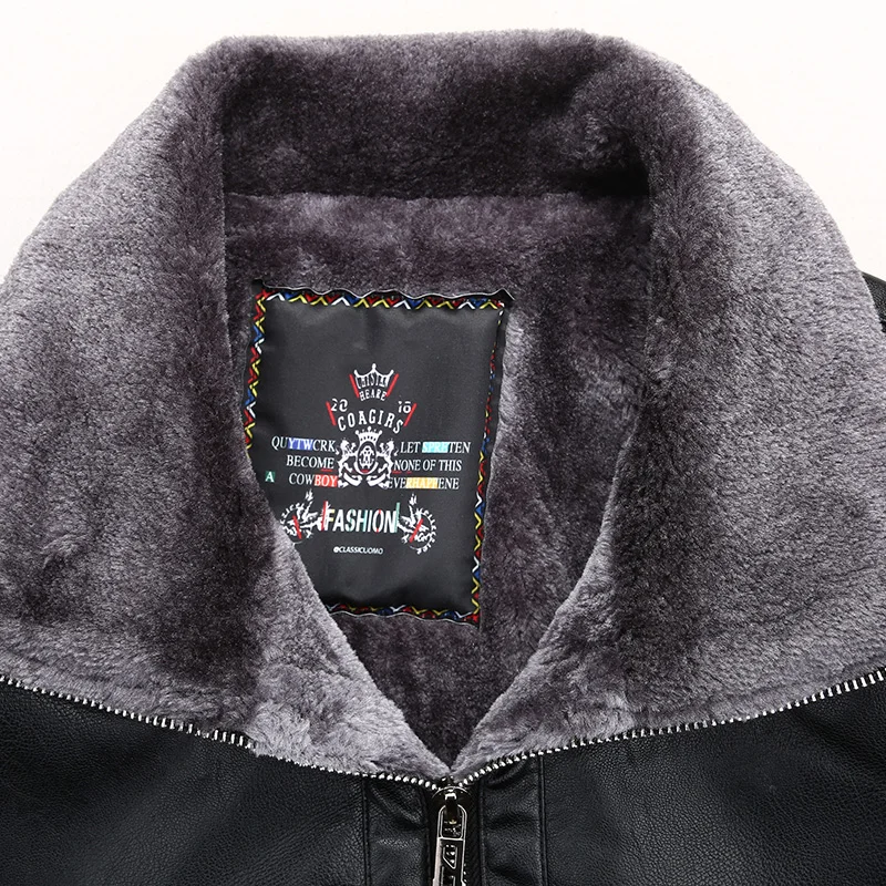 Размер 8XL 7XL 6XL Новая зимняя мужская кожаная куртка с воротником-стойкой плюс бархатная Толстая теплая кожаная куртка Мужские куртки