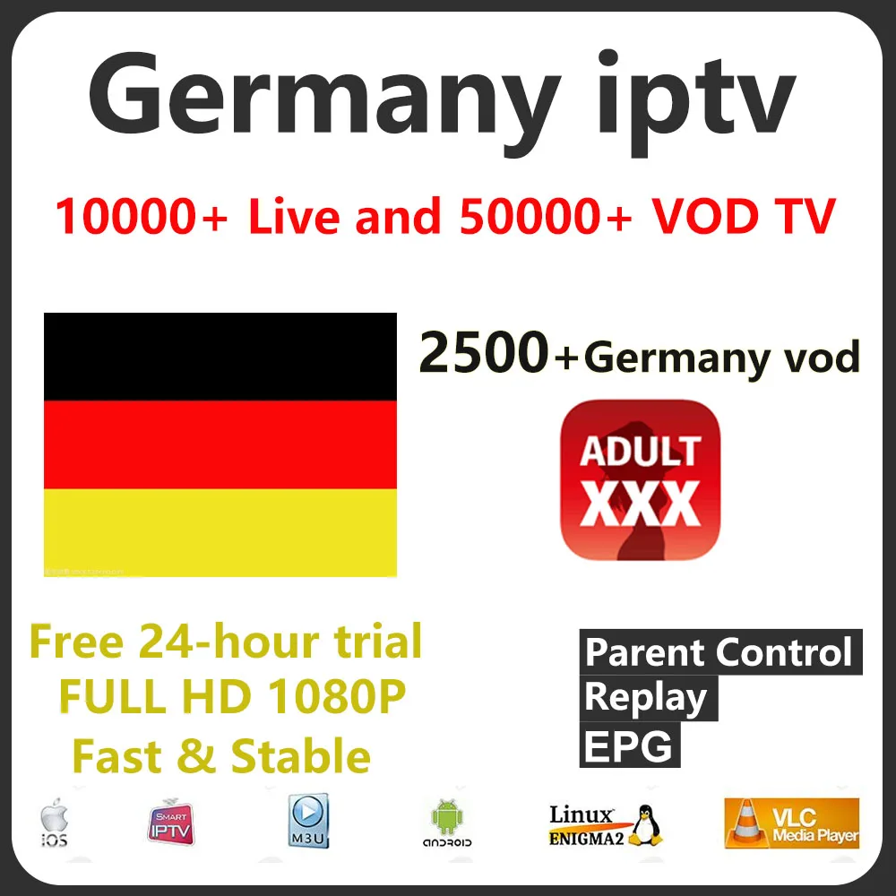 

iptv germany europe m3u subscription android smart tv 1 year h96 max box adult xxx vod german italia uk turkey arabic trial hd