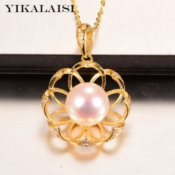 

YIKALAISI 925 Sterling Silver Jewelry Pearl Pendants 2020 Fine Natural Oblate Pearl jewelry 10-11mm Pendants For Women wholesale