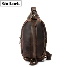 GO-LUCK Crazy Horse, натуральная кожа, Мужская нагрудная сумка на ремне, мужская сумка через плечо, сумки-мессенджеры, двойная ручка, стиль