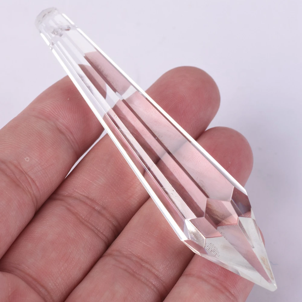 2pcs 52x12mm Crystal Glass Cone Drop Teardrop Chandelier Prisms Pendants Clear 