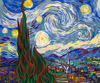 

DIY Painting By Numbers Van Gogh Starry Sky Picture By Numbers Landscape Wall Art Acrylic Paint For Home Decor Art