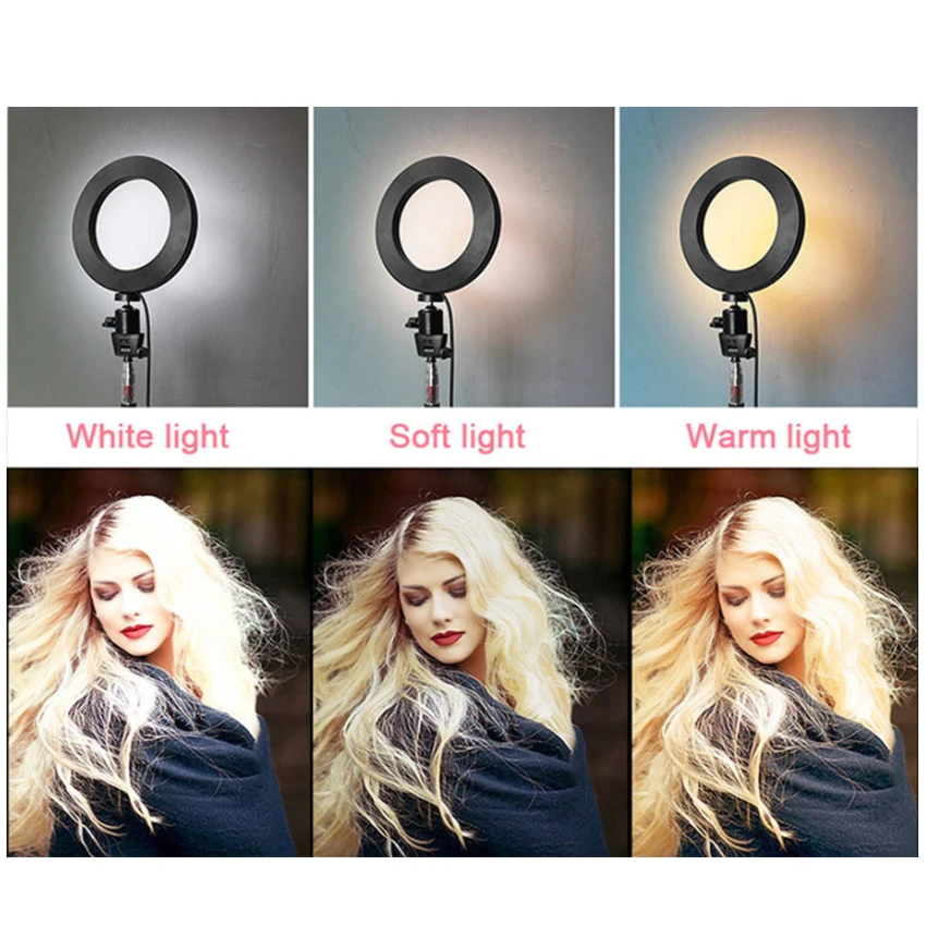 10 дюймов USB светодиодный кольцевой светильник для селфи с регулируемой яркостью двухцветный 3200-5600k CR95 камера телефон кольцо лампа