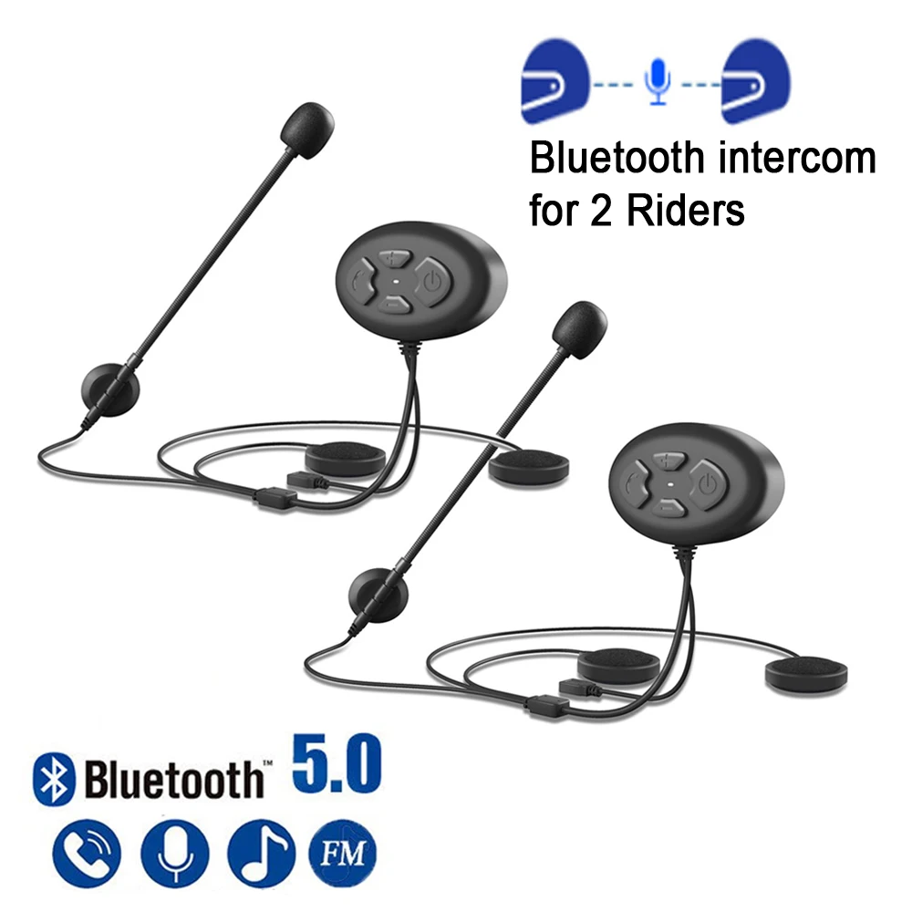 Schwarz Interphone Bluetooth 5.0 Motorrad Intercom Stereo Headset 